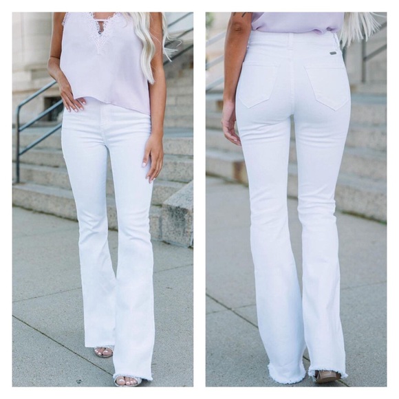 KanCan Denim - NWT Kan Can White Frayed Hem Flare Bell Jeans